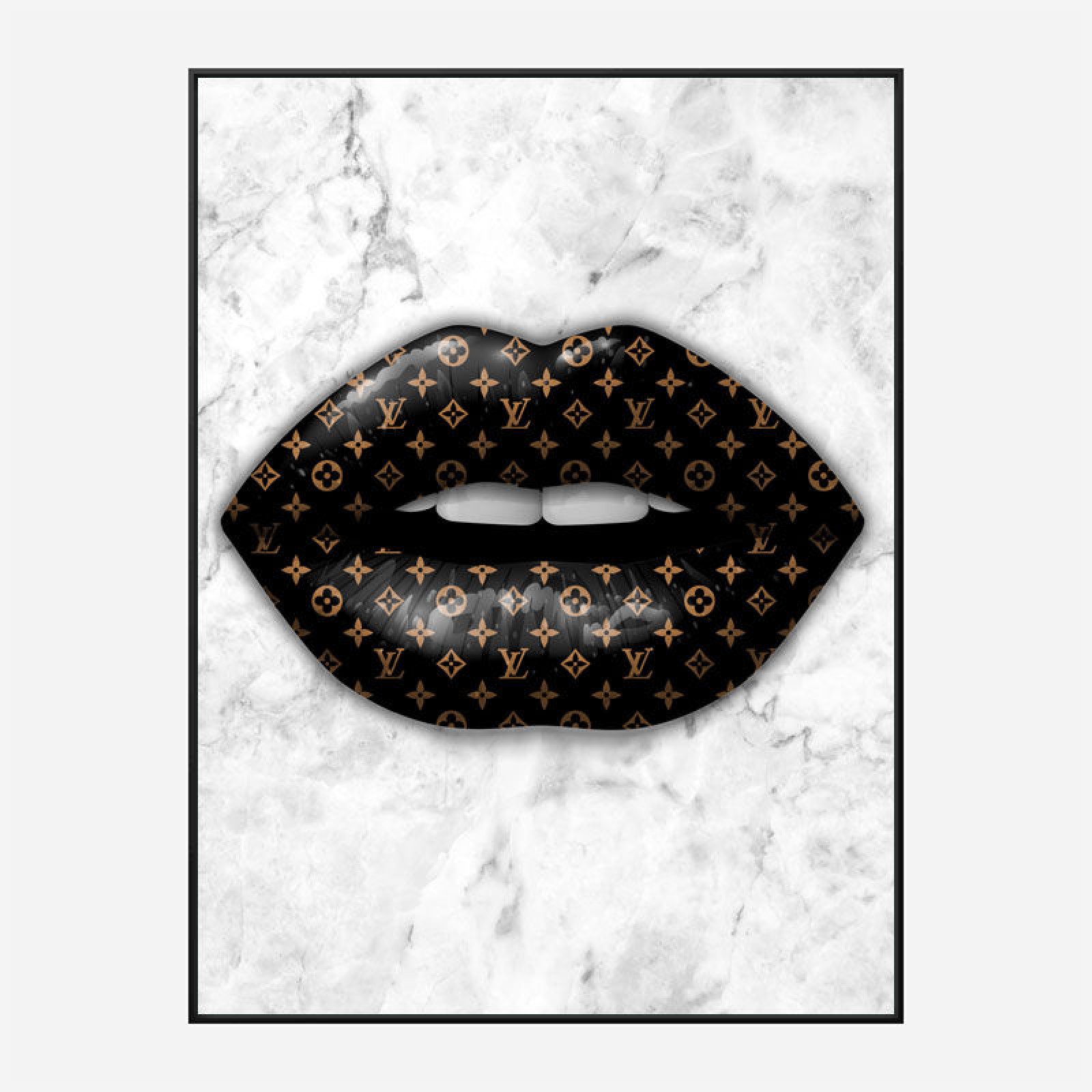 LV Black Lips On Marble Art Print